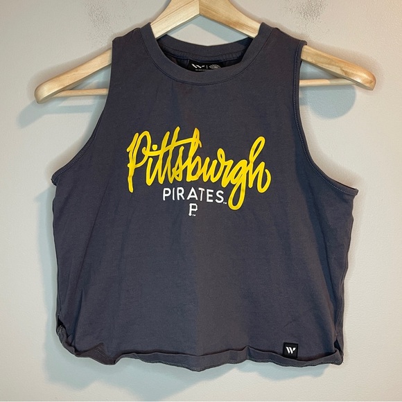 Wild Collective Tops - Pittsburgh Pirates MLB Baseball Women's Gray Crop Top